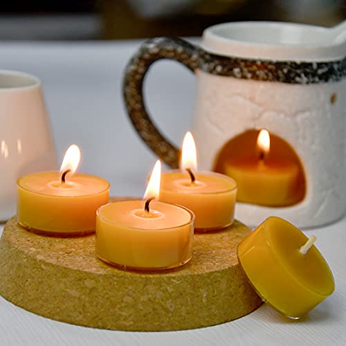 Natural Beeswax Tea Candles, DEYBBY 20 Pack Handmade Beeswax Candles, Clear Cup, Great for Home Decoration - Image 5