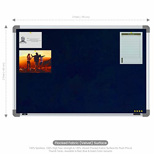 Image of Scholar Art Metis 2x3 Feet Fabric Pin-up Notice Board for Wall & Study Table | High Strength Velvet Cloth + High Density Soft Board for Pinning Photos, Sticky Notes & Reminders (Dark Blue)