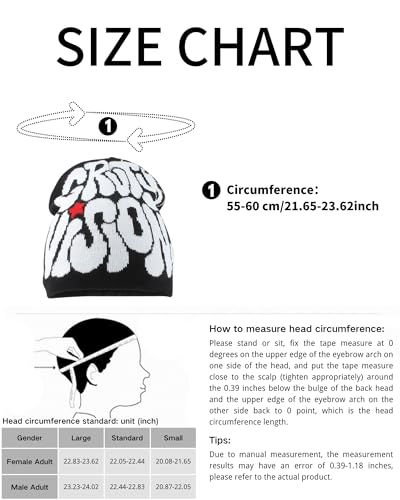 Image of yolrdiw 4 Pieces Y2k Beanie Letter Graphics Knitted Hat Winter Warm Skull Cap for Women Men