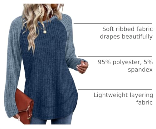 Image of WIHOLL Long Sleeve Shirts for Women Fall Sweaters Lightweight Trendy Tops