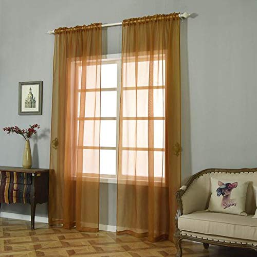 Balsacircle 52 X 108-Inch Gold Sheer Organza Backdrop Window Drapes Curtains 2 Panels - Home Party Wedding Ceremony Decorations #TOP6
