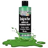 Pouring Masters Vivid Jade Metallic Pearl Ready to Pour Acrylic Pouring Paint - Premium 8-Ounce Pre-Mixed Fluid Acrylic Paint - Fluid Art Supplies for Canvas, Wood, Paper, Tile & Rocks