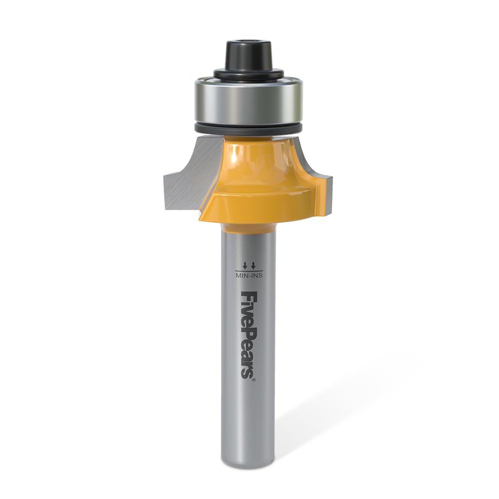 FivePears 3/16" Radius Roundover Router Bit 1/4 Inch Shank, Round Over Router Bit for Edging Forming Rounding.