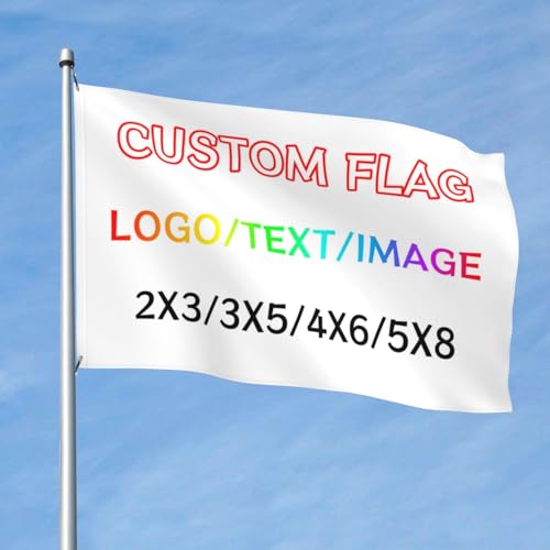Personalisierte Flaggen & Banner - Gestalten Sie Ihre eigene Flagge, fügen Sie Ihr Bild/Text/Logo hinzu, ideal für Geschäftliche Feiertagsdekorationen, Camping-Flaggenschild, 3x5 Ft, doppelseitig