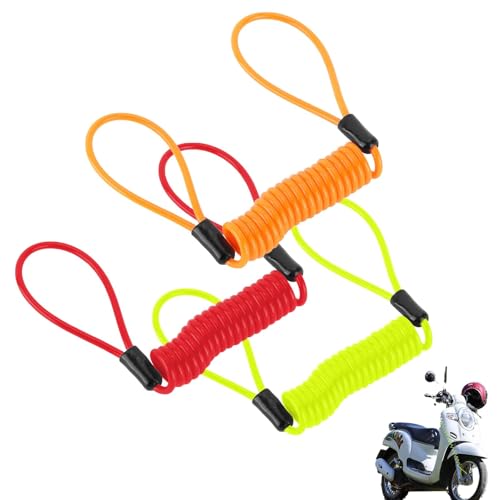 3 Pcs Disc Lock Reminder Cable, Reminder Spring Cable for Motorcycle Disc Lock, Motorbike Accessories, Motorcycle Accessories for Alarm Disc Brake Lock Warning Cable Anti Heft Spring Reminder Coil