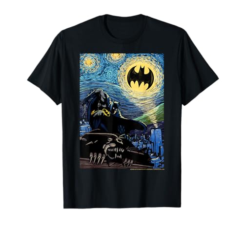 DC Comics Batman The Dark Knight Starry Night Style Poster T-Shirt
