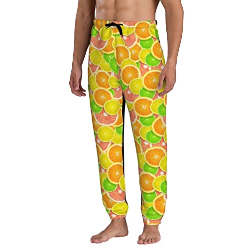 Pantalón deportivo para hombre con estampado de limón, naranja y cítricos, pantalones deportivos informales para correr con bolsillos, pantalones deportivos transpirables para hombre, pantalones de en