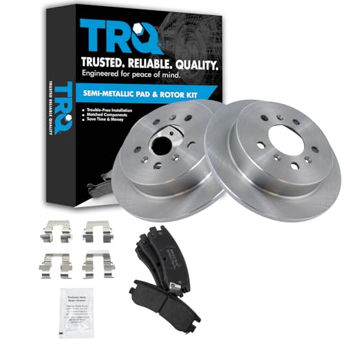 Image of TRQ Rear Brake Pad and Rotor Set Semi Metallic Solid Rotors | For 2009 Buick LaCrosse 2006-2010 Chevrolet Impala 2006-2007 Monte Carlo