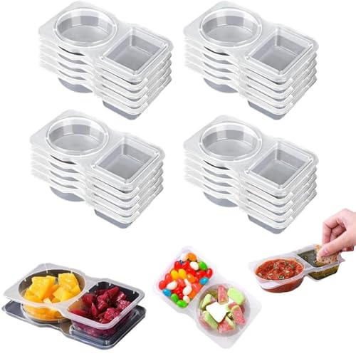 Mini Snack Pack Container, Recipientes Para Salsa Reutilizables Con Tapas, Caja Para Bocadillos Con Doble Compartimento, Contenedor De Condimentos Desechable Para Bocadillos, Comida Para Llevar(20pcs)