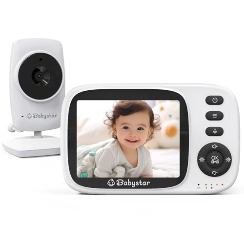 Babystar Babyphone con fotocamera, video da 3.2 pollici, visione notturna, monitoraggio della temperatura, modulo VOX a...