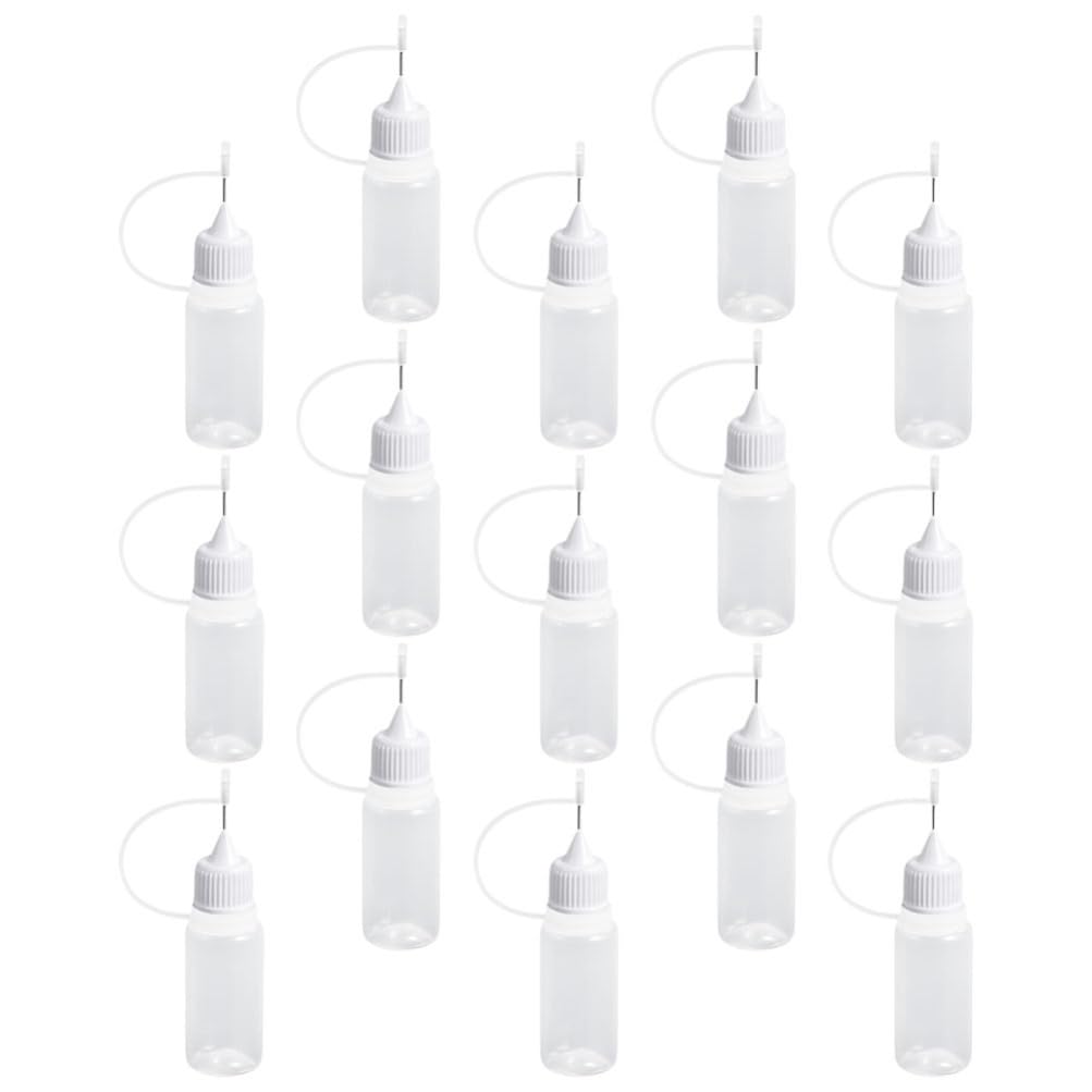 Healeved 15pcs Empty Glue Bottles Precision Craft Glue Dispenser Reusable Leakproof for Quilling Paper Crafting
