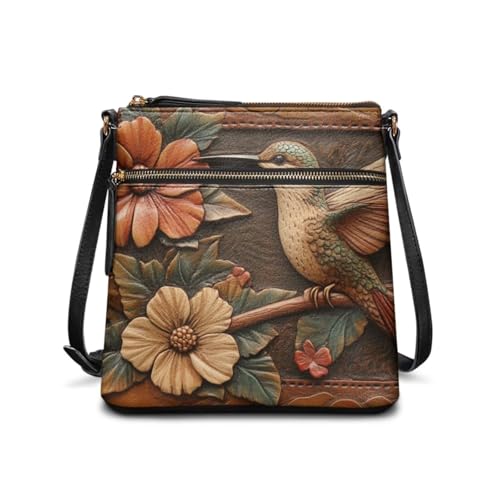 Image of Leather Women Crossbody Hobo Bag Satchel Purse Handbag with Adjustable Shoulder Strap and Zipper Pockets
