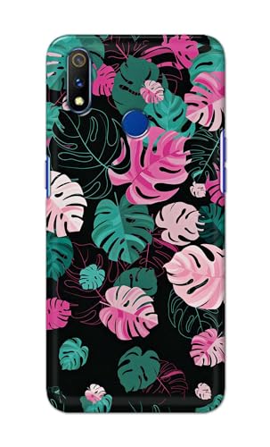 Image of Printed Hard Back Cover for Realme 3 Pro Back Cover (Seamless Leaves) -190724(EA)