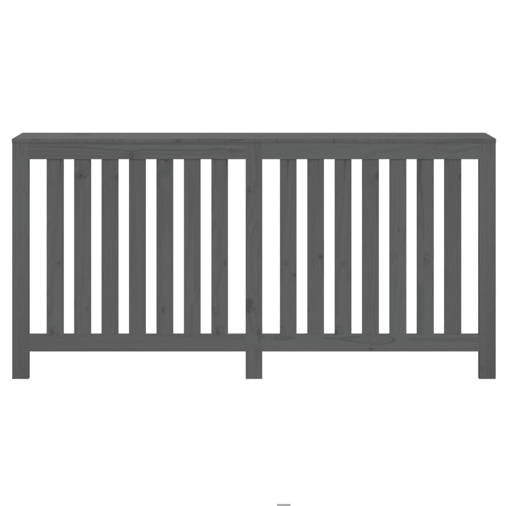 Revestimiento para radiador gris de madera de pino maciza, 169 x 19 x 84 cm, con listones verticales, práctico estante para sala de estar y baño, cubierta de calefacción de bajo consumo