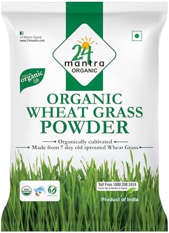 24 Mantra Organic Wheat Grass Powder - 100% Organic | Chemical Free & Pesticides Free (100 G (Pack Of 1))