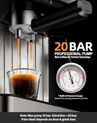 Image of Espresso Machine, 20 Bar, 1.6L, Stainless Steel Coffee Machines