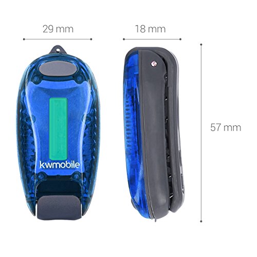 kwmobile 2er Set LED Sicherheitslicht - Blinklicht Licht Clip - Joggen mit Batterien Klett Armband - mehr Sichtbarkeit bei Dunkelheit - COB Upgrade