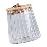 INOOMP Bote de Cristal Cónico Tapa de Madera Sellada, Contenedor de Almacenamiento para Alimentos Secos, Tarro Transparente Multifuncional para Cocina y Organización
