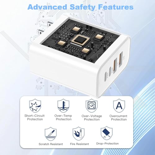 Image of USB C Wall Fast Charger Block,40W 4-Port Type C Fast Charging Dual Type C+Dual USB-A Plug Multiport Charger Brick for iPhone 17 /16 /15 /14 /13 /12 Pro Max, iPad, Galaxy