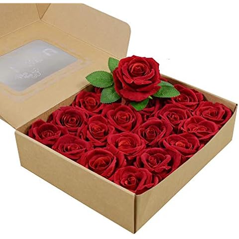 Eternal Blossom Artificial Flowers 20pcs Fake Roses Suitable for Home Decoration Wedding Party Decoration DIY Artificial Fake Flowers(Red) Cover
