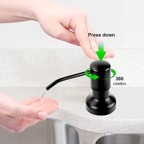 Image of Soap Dispenser for Kitchen Sink, Sink Soap Dispenser with Longer Threaded Shaft Shank, 47 inch Extension Tube Connects Directly to Dish Soap Container, Wider Pump Head Base (Black)