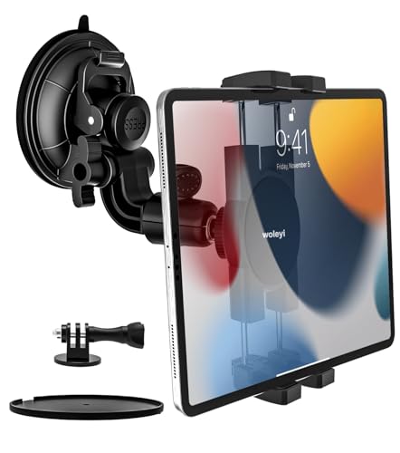 Supporto Per Tablet In Alluminio Con Doppia Ventosa, Regolabile 360°, Per Auto, Camper, Casa, Compatibile Con IPad E Galaxy Tab (4.7-15 Pollici)