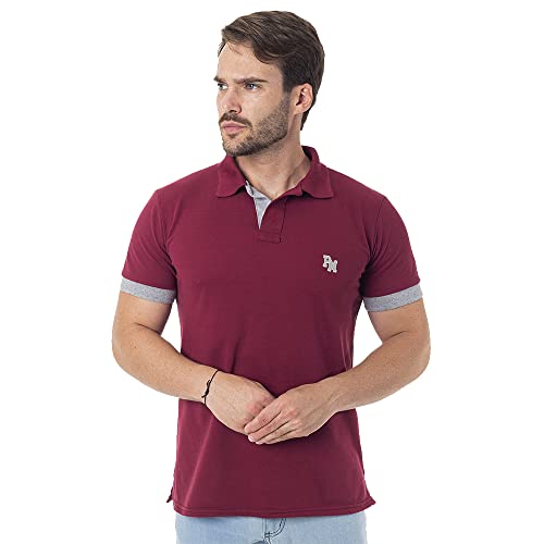 Kit 02 Camisas Gola Polo Piquet Masculina Básica Casual Polo Marine (G, Vinho e preta)