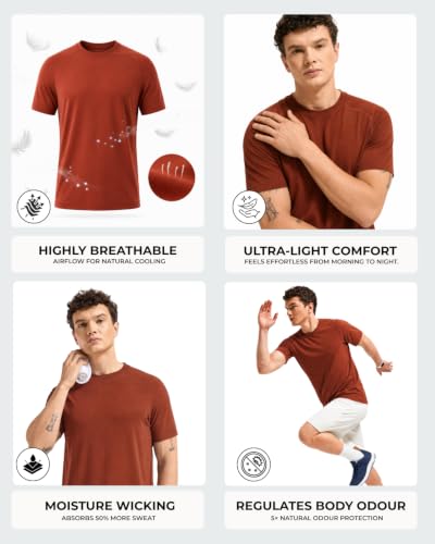 Image of Wellbi Bamboo Performance T-Shirt for Men | Raglan Sleeve Gym Training Sportswear | Quick Dry Moisture Wicking Anti-Bacterial | Ultra-Soft Breathable Eco-Friendly Activewear