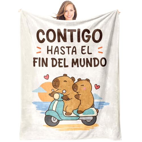 Giftasy Regalo Aniversario Pareja, Regalos Originales para Parejas - Manta Romántica de Capibaras, Aniversario Pareja, Regalo Aniversario Boda, Regalo Aniversario para Novia, Marido, Ella (157*132cm)