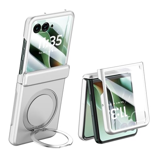 Coque Motorola Razr 60 argent avec protège-écran et support