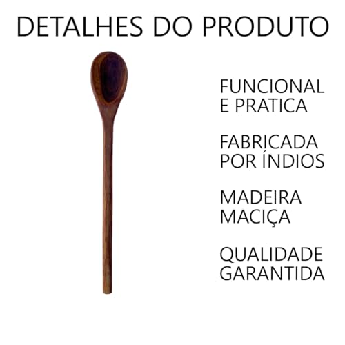 Kit 3 colheres de pau para cozinha 38CM em madeira maciça