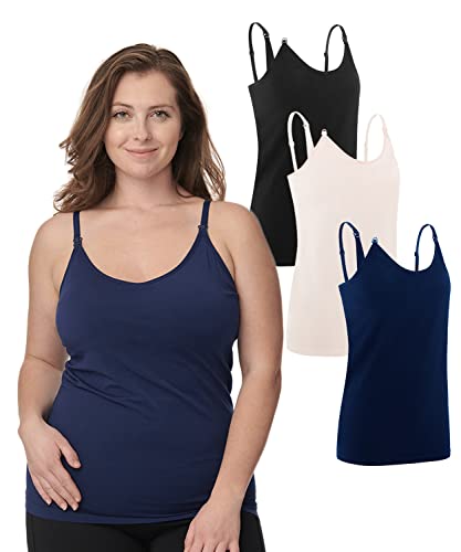 Under Control Nursing Cami Tank Tops for Breastfeeding Women Nursing Tops Maternity Shirts, Camisoles with Built in Bra 3Pack