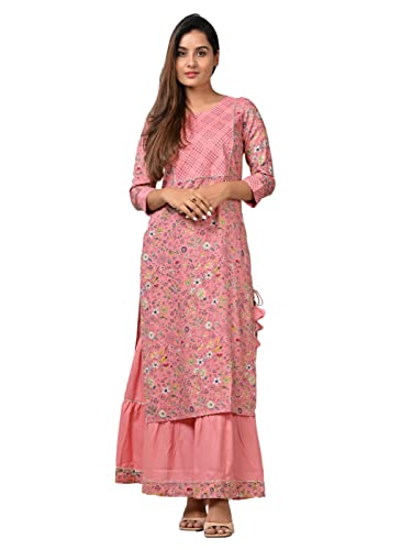 Image of Women's Viscose Floral Printed Straight Fit Kurta and Sharara Set