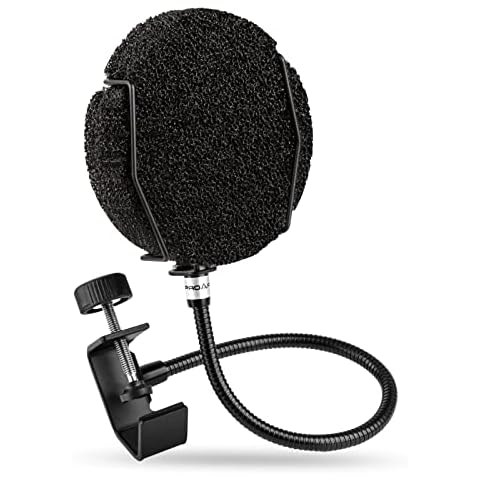 Microphone Pop Filter for Blue Yeti,Blue Snowball,Hyperx Quadcast, Shure and Other Mic,Professional Windscreen Mic Cover,Acoustic Mic Filter with Upgraded Thick Sponge,Enhanced Flexible 360° Gooseneck Cover