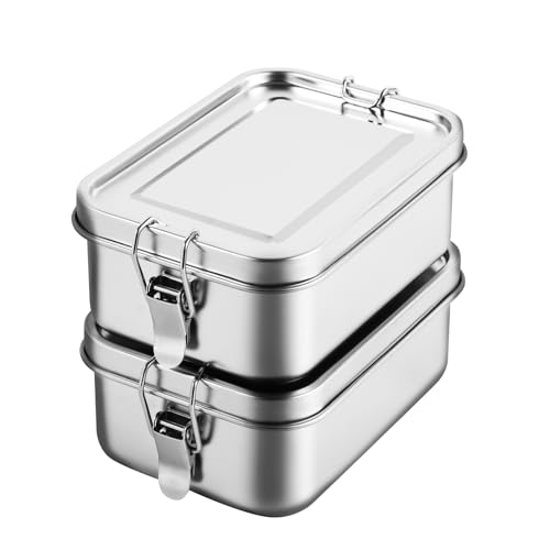 GOFULLHOME 2 Pcs 304 Stainless Steel Bento Box, 850ml (28oz)