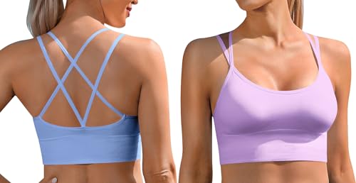 Image of Sykooria 3 Pack Strappy Sports Bra for Women Sexy Crisscross for Yoga Running Athletic Gym Workout Fitness Tank Tops