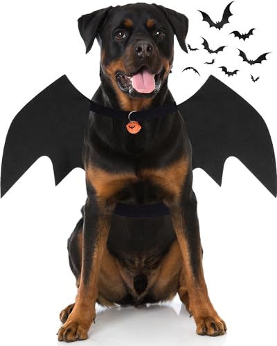 Dog Halloween Costumes for Large Dogs, Dog Bat Wings with Pumpkin Bell Pet Halloween Cosplay Party...