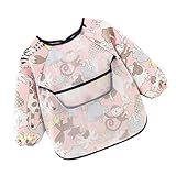 Milisten Überkleidung Mit Langarm Zoo Muster Elastische Bündchen Leichte Und Langlebige Esslätzchen Für Kleinkinder Größe 100 Praktische Babyschürze Rosa