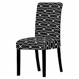Housse De Chaise Salle À Manger,Housses De Chaise D'Impression De Motif De Ligne Horizontale Noire À Dossier Haut, Housses De Chaise Anti-Poussière Lavables Amovibles Pour La Décoration De Fête