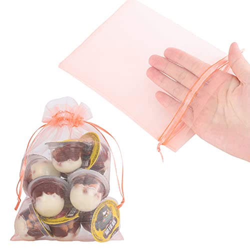 Ponpon 100pcs Assorted Color Organza Bags, 5x7 inches Mesh Bags Drawstring Bags for Candy Jewellery Random Color4