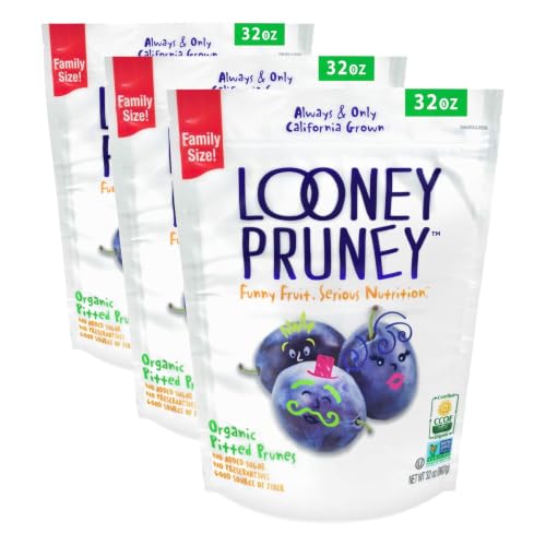 Image of Looney Pruney Organic Pitted Dried Prunes for the Entire Family | Always California-Grown | Kosher | No Added Sugar & No Preservatives (32 oz) (Pack of 3)
