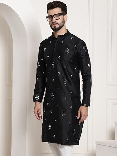Sojanya (Since 1958 Men'S Silk Blend Mirror Work Only Long Kurta2