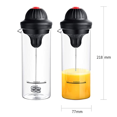 Prasacco Milchaufschäumer, transparenter Schneebesen Getränkemixer One Click Kaffee Aufschäumer Mini Foamer Edelstahl… – Bild 3