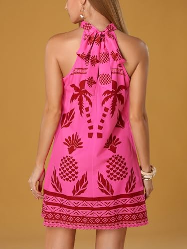 Image of Floerns Women's Sleeveless Floral Print Sundress Halter Neck A Line Short Dress