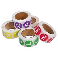 Gadpiparty 5 Rolls Multi-Color Round Labels for Clothes White Text Adhesive Shirt Stickers S to XXXL Labels Shirts and Garments Versatile Clothing Markers
