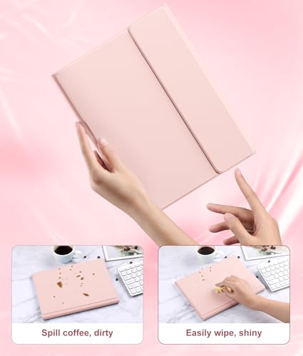Image of Harvopu Compatible for iPad 11th 10th Generation Case with Keyboard, Folio Cover with Pencil Holder, Multi-Touch Trackpad, 7 Color Backlit, Detachable Keyboard for iPad (A16) 11th /10th Gen(Light Pink) | with Pencil Holder