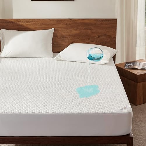 BEDLORE Full Size Mattress Protector, Waterproof Noiseless Mattress Cover with Stretchable Pockets for 6-15 inches Mattress, Soft Breathable Mattress Pad for College Dorm (White) White Full
