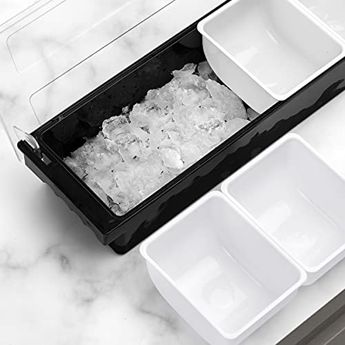 Kinsong Kinsong Ice Chilled Serving Tray Condiment Pots 4 Compartment Condiment Server Caddy (Black, 4 Compartments) #TOP2