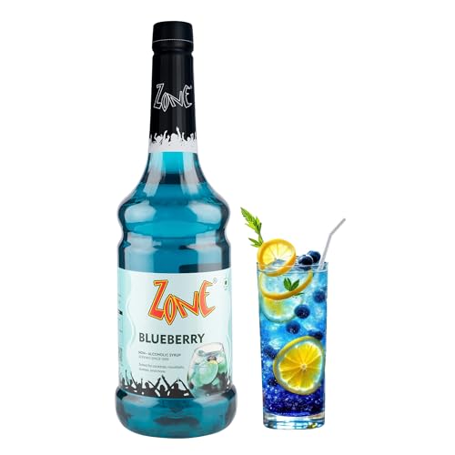 Image of Zone Flavoured Syrups 1000ml - Premium Cafe-Style Syrups for Mocktails, Cocktails, Milkshakes, Coffees, Iced Teas, Sodas & Desserts | Perfect for Home Use, Small Cafes, Bars & Gifting (Blueberry)