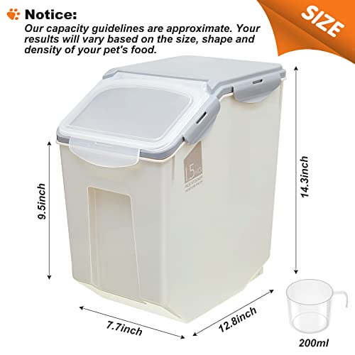 2 Pcs Large Dog Food Storage Container With Measuring Cup 35Lb Cereal Rice Container Plastic Cat Dog Treat Container Airtight Dog Food Bin For Kitchen #TOP1